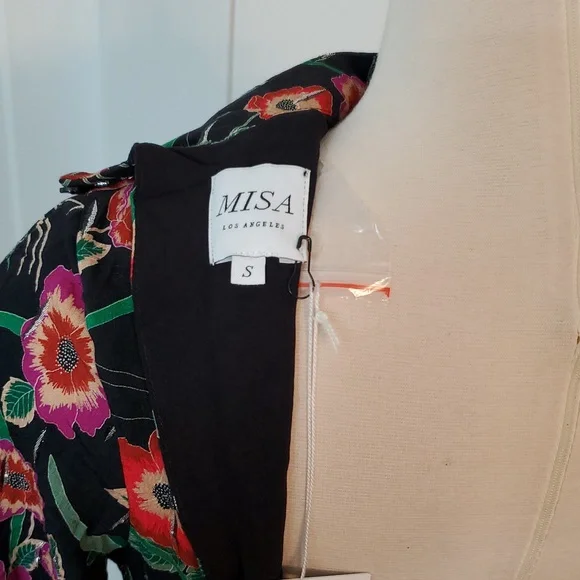 Misa Los Angeles Black/Red Floral Long Sleeve maxi Dress Size S new with tags - Picture 6 of 9